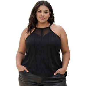 Torrid Sleeveless Halter Style Black Blouse Mesh Insert
